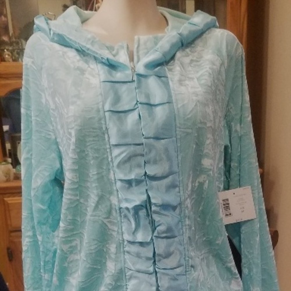 Turquoise SLEEP SENSE Crushed Velvet PJs/Loungewear/Pajamas, Sz. M; NWT ($80)